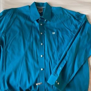 Teal blue button up Cinch Dress shirt. Size Large.